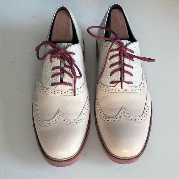 Cole Haan wingtip size 9.5 Great Jones C11234 cap‎ toe light tops red soles jazz main image 10